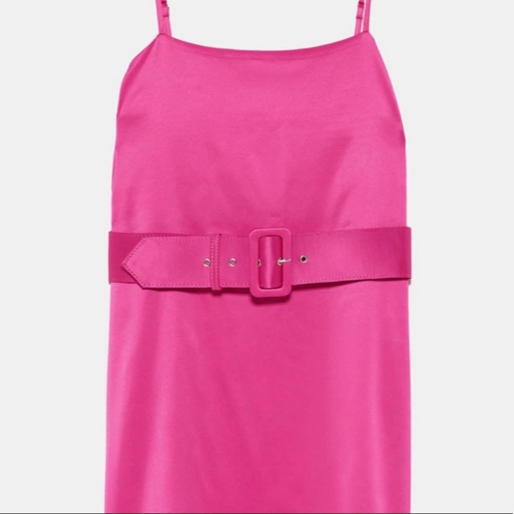 NEW ZARA PINK SATIN EFFECT MINI DRESS - Picture 3 of 10